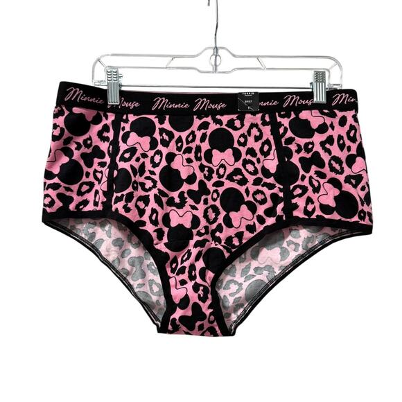 Torrid 1X Disney‎ Pink Leopard Minnie Mouse Mid Rise Cotton Brief Panty Panties - Picture 1 of 2